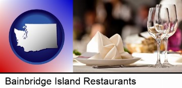a restaurant table place setting in Bainbridge Island, WA
