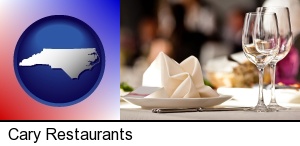 Cary, North Carolina - a restaurant table place setting