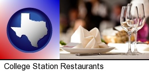 College Station, Texas - a restaurant table place setting