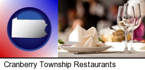 a restaurant table place setting in Cranberry Township, PA