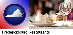 a restaurant table place setting in Fredericksburg, VA