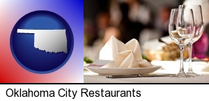 Oklahoma City, Oklahoma - a restaurant table place setting