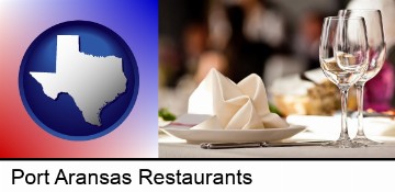 a restaurant table place setting in Port Aransas, TX