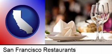 a restaurant table place setting in San Francisco, CA