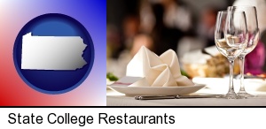 State College, Pennsylvania - a restaurant table place setting
