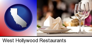 West Hollywood, California - a restaurant table place setting