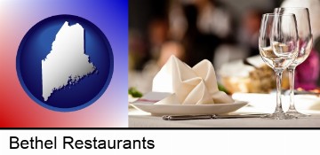a restaurant table place setting in Bethel, ME