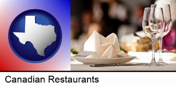 a restaurant table place setting in Canadian, TX