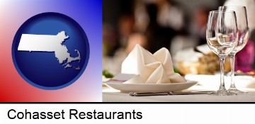 a restaurant table place setting in Cohasset, MA