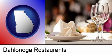 a restaurant table place setting in Dahlonega, GA