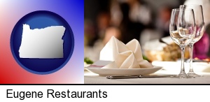 Eugene, Oregon - a restaurant table place setting