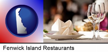 a restaurant table place setting in Fenwick Island, DE