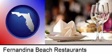 a restaurant table place setting in Fernandina Beach, FL