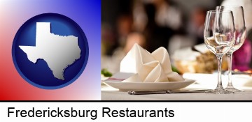 a restaurant table place setting in Fredericksburg, TX