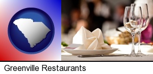 Greenville, South Carolina - a restaurant table place setting