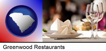 a restaurant table place setting in Greenwood, SC