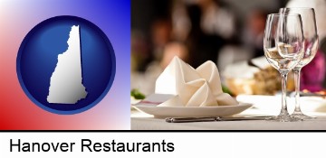 a restaurant table place setting in Hanover, NH