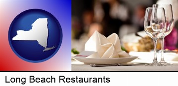 a restaurant table place setting in Long Beach, NY