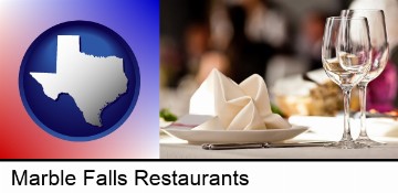 a restaurant table place setting in Marble Falls, TX