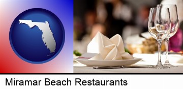 a restaurant table place setting in Miramar Beach, FL