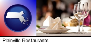a restaurant table place setting in Plainville, MA