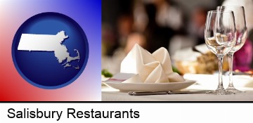 a restaurant table place setting in Salisbury, MA