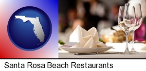 Santa Rosa Beach, Florida - a restaurant table place setting