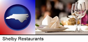 a restaurant table place setting in Shelby, NC